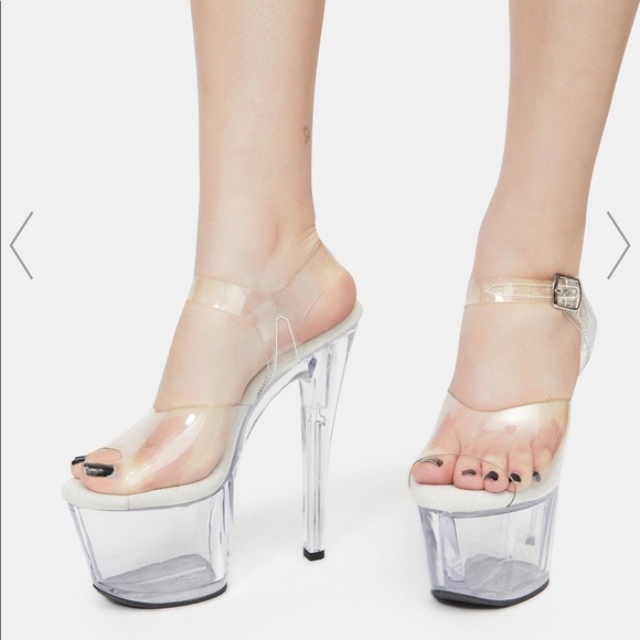 GIRLFRIEND EXPERIENCE CLEAR PLATFORM HEELS - Picture 2 of 3